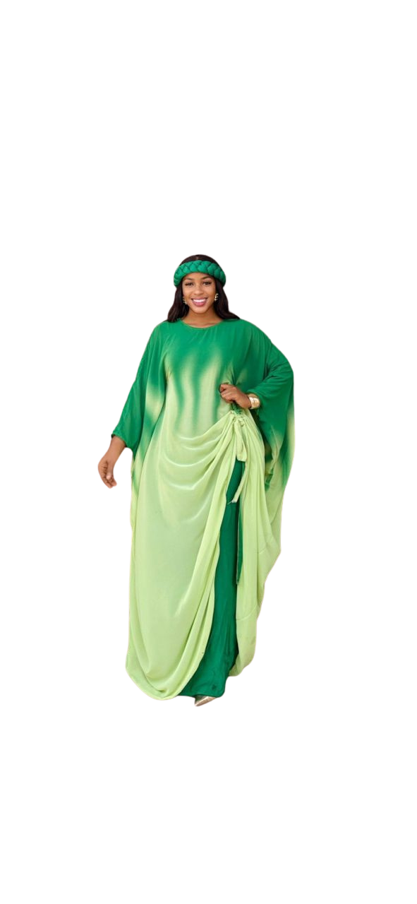 Green 3 Piece Umunde Somalic Shiffon Underdress and Braided Headband