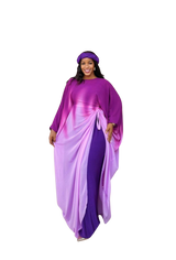 Purple 3 Piece Umunde Somalic Shiffon Underdress and Braided Headband
