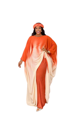 Burnt Orange 3 Piece Umunde Somalic Shiffon Underdress and Braided Headband