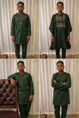 Boys 3 Piece Luxury Fine Agbada and Sokoto Set