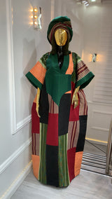 Vibrant African Color Aso Oke Bubu Dress