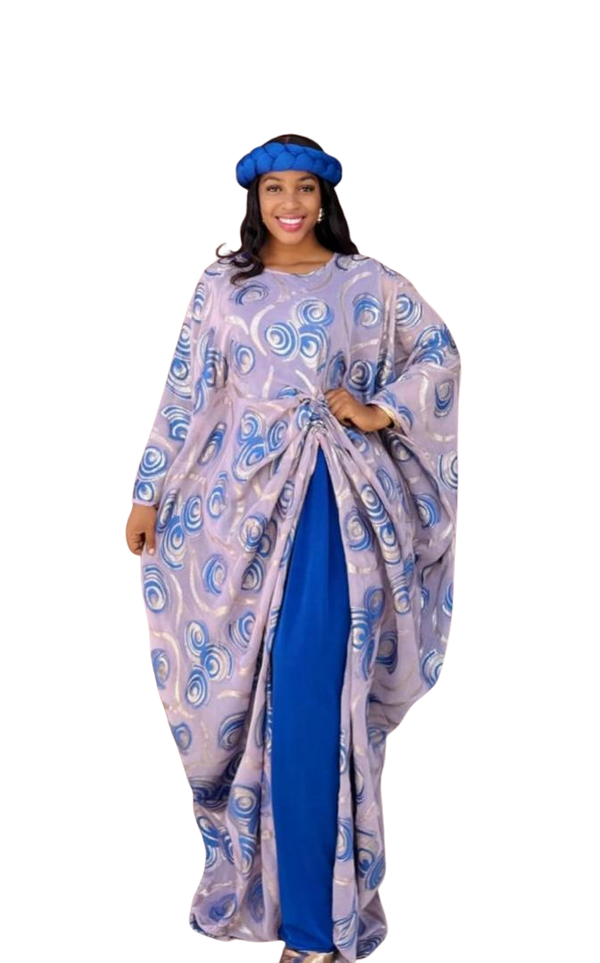 Royal Blue 3 Piece Umunde Somalic Shiffon Underdress and Braided Headband