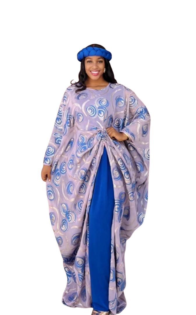 Royal Blue 3 Piece Umunde Somalic Shiffon Underdress and Braided Headband