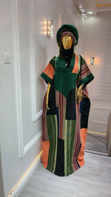 Vibrant African Color Aso Oke Bubu Dress
