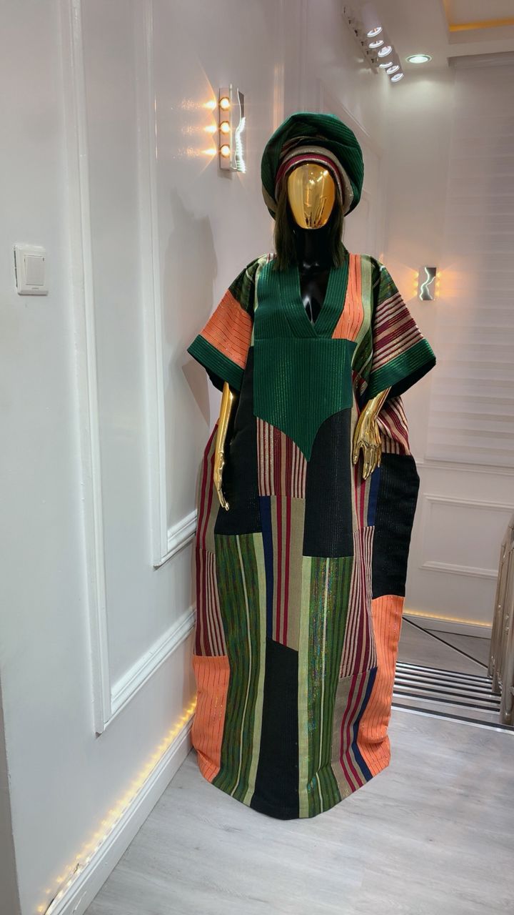 Vibrant African Color Aso Oke Bubu Dress