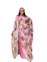 Light Pink and Gold 3 Piece Umunde Kaftan Somalic Shiffon Underdress and Braided Headband