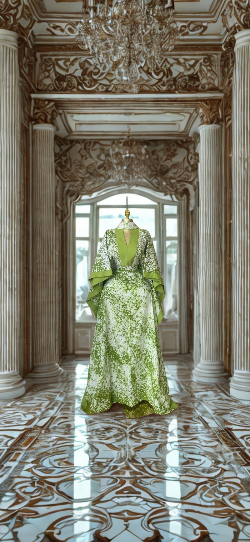 Ruby Orange and Green Splatter Luxe Kaftan Bubu