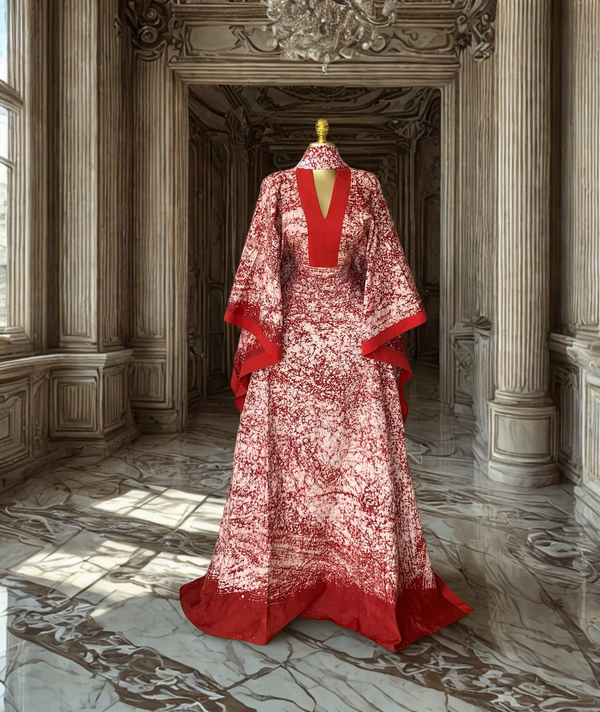 Ruby Orange and Green Splatter Luxe Kaftan Bubu