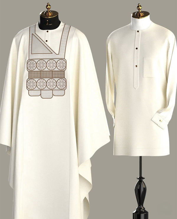 Men’s 3 Piece Luxury Fine Agbada Buba and Sokoto Set