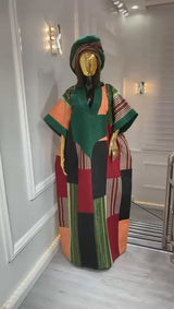 Vibrant African Color Aso Oke Bubu Dress