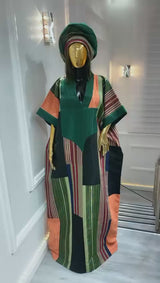 Vibrant African Color Aso Oke Bubu Dress